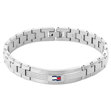 Ανδρικό βραχιόλι ατσάλινο Tommy Hilfiger TH2790421 σε ασημένιο χρώμα.